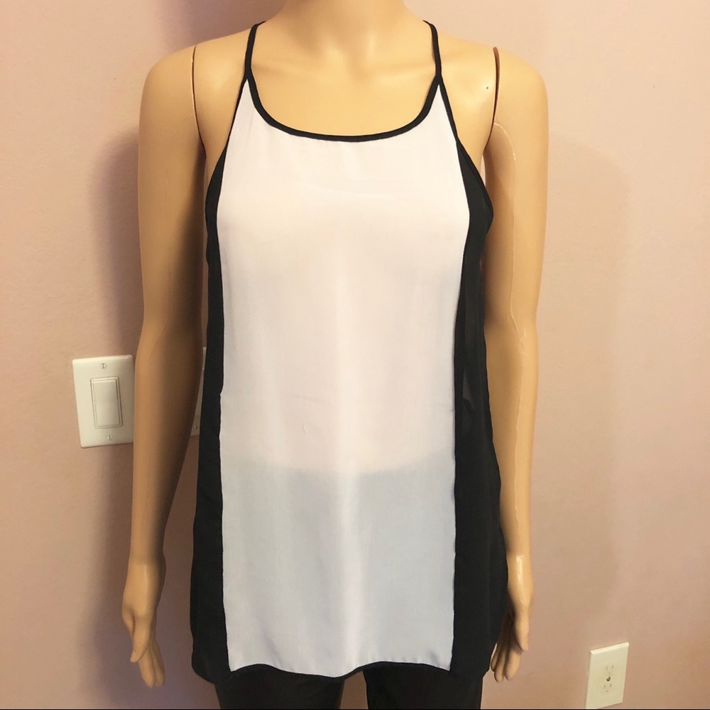 Color block sheer silk top size medium
